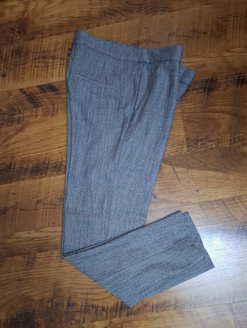 H&M Women's Gray Tweed Dress Pants - Subtle Herringbone